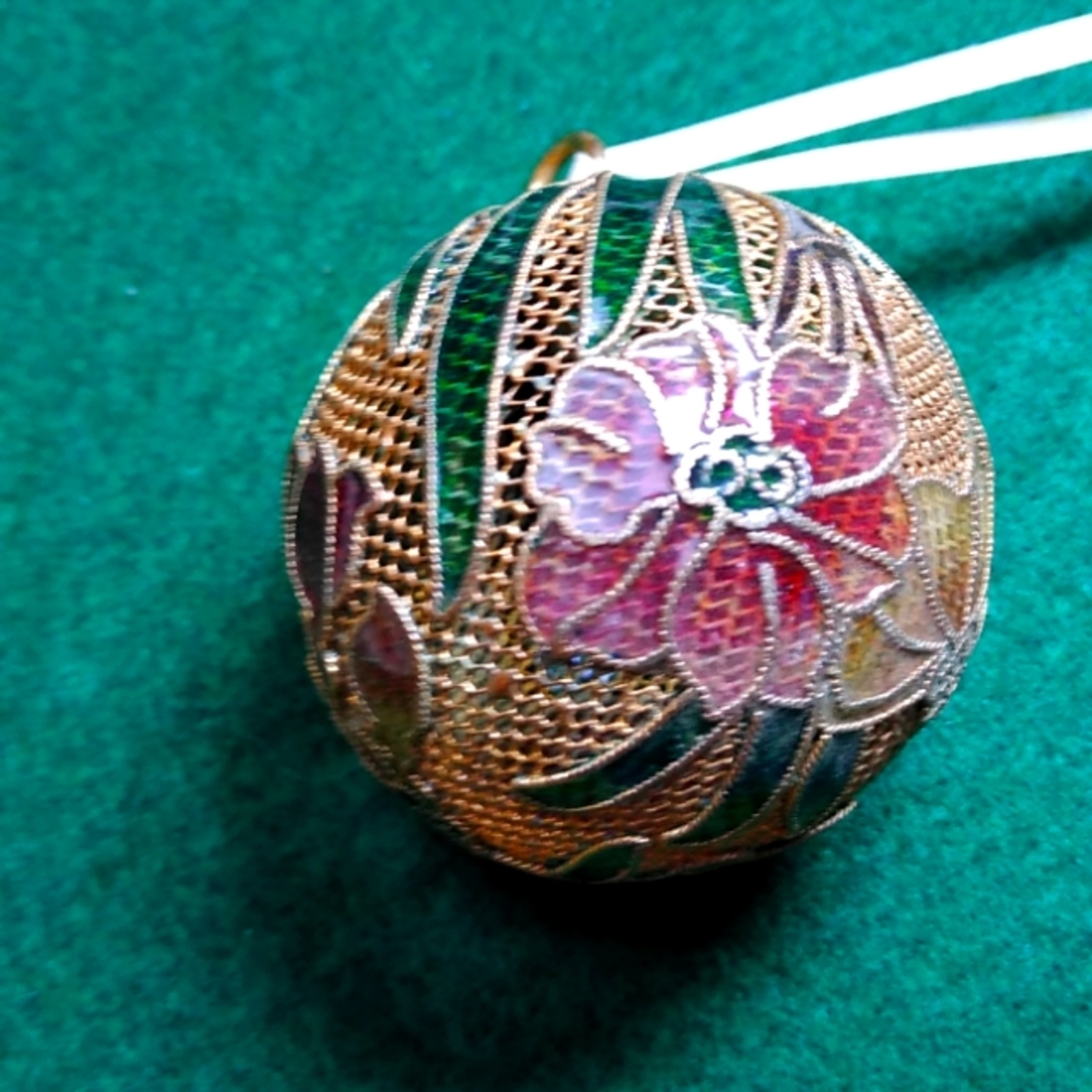 Cloisonne Ball 2" Floral Design Ornament